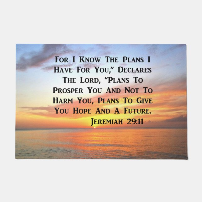 SERENE SUNRISE JEREMIAH 29:11 BIBLE VERSE DOORMAT (Front)