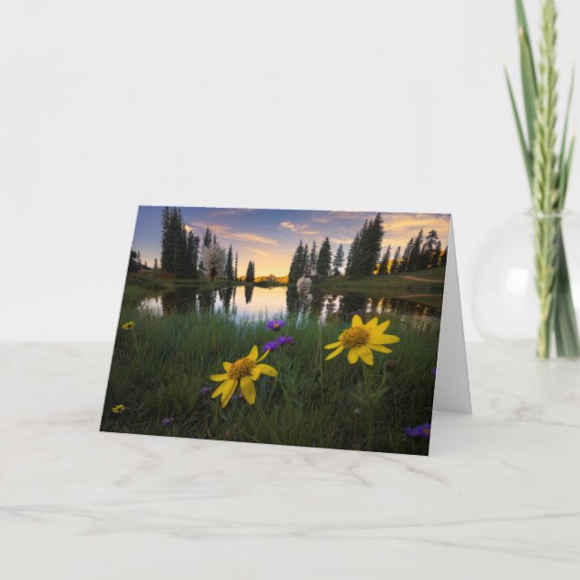Serene Sunrise over a Colorado Pond Card (Front)