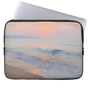 Serene Sunset Beach Ocean Glow Laptop Sleeve