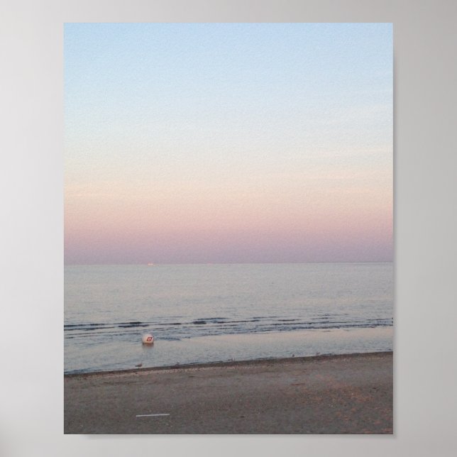 Serene Sunset Beach Ocean Photo Poster (Front)
