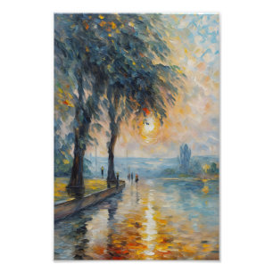 Serene Sunset by Water Impressionist Landscape Art Photo Print