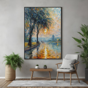 Serene Sunset by Water Impressionist Landscape Art Poster