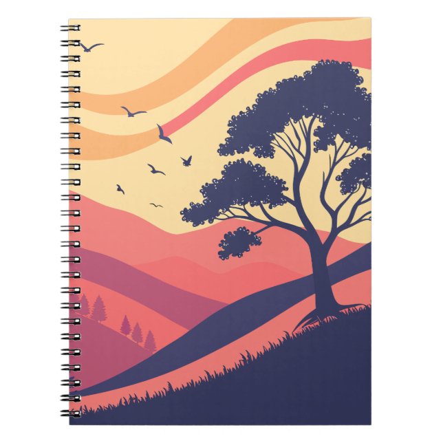 Serene Sunset Landscape Notebook (Front)