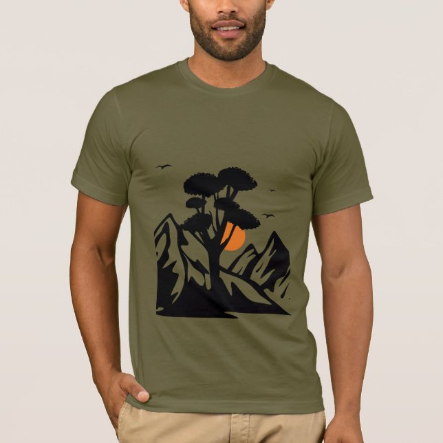 Serene Sunset Landscape with Tree Minimalist T-Shirt (Front)