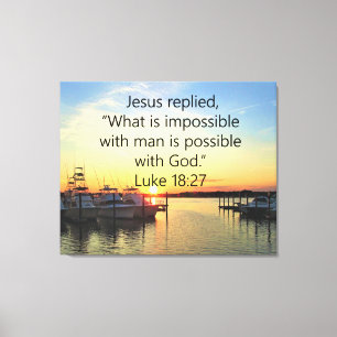 SERENE SUNSET LUKE 18:27 SCRIPTURE DESIGN CANVAS PRINT