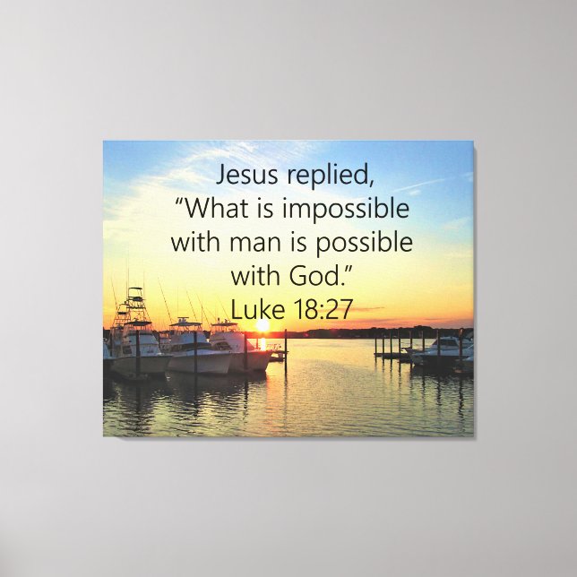 SERENE SUNSET LUKE 18:27 SCRIPTURE DESIGN CANVAS PRINT (Front)
