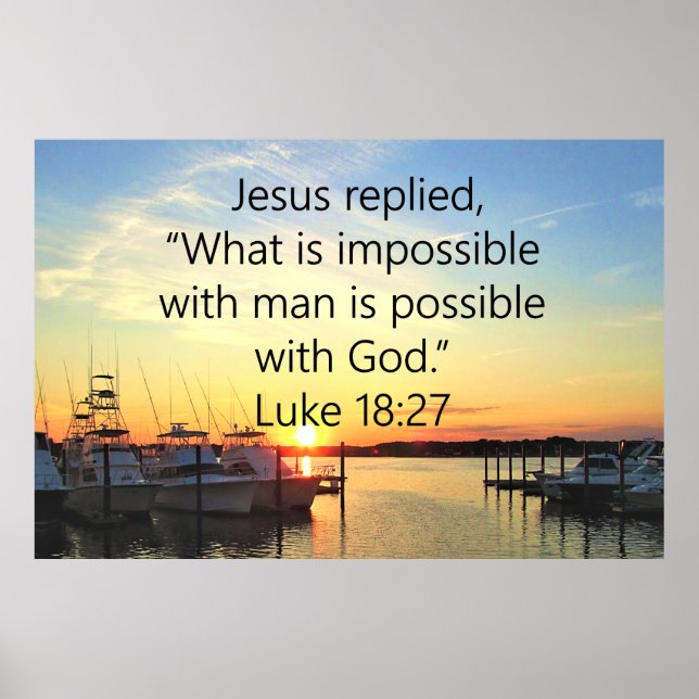 SERENE SUNSET LUKE 18:27 SCRIPTURE DESIGN POSTER (Front)