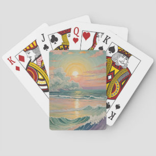 Serene Sunset on the Waves Playing Cards