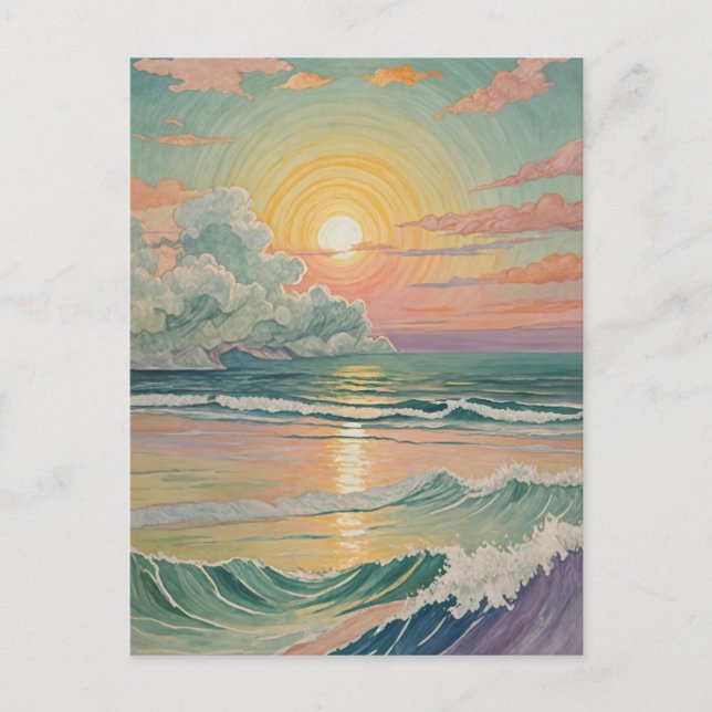 Serene Sunset on the Waves Postcard (Front)