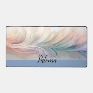 Serene Sweep: Pastel Feather Array Desk Mat