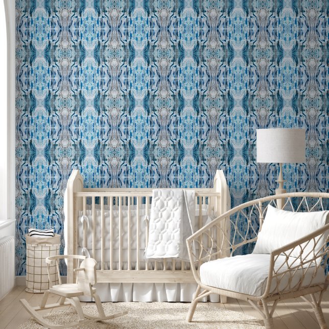 Serene symmetric ice blue L-size abstract pattern Wallpaper (Kids)