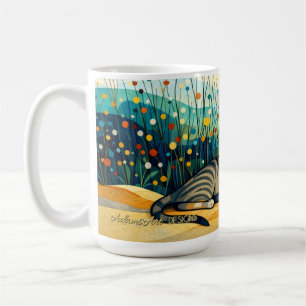 Serene Tabby Cat in Whimsical Wildflower Meadow Coffee Mug
