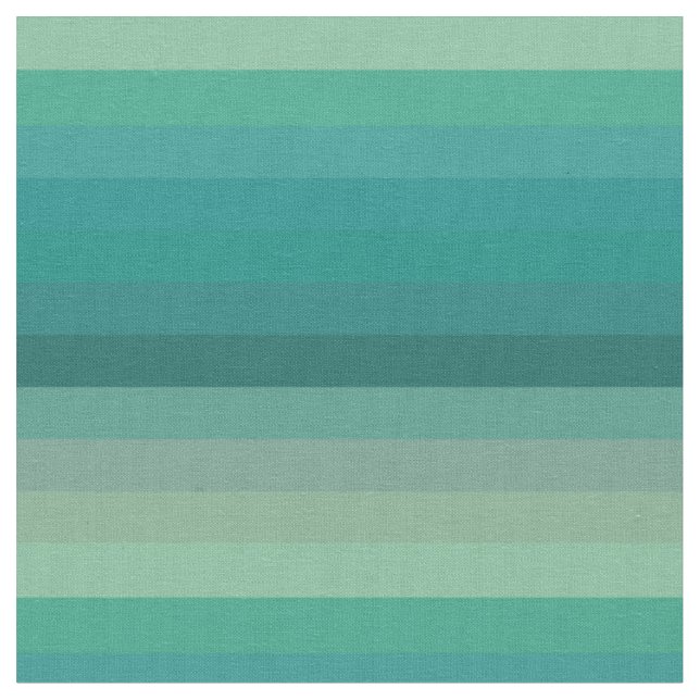 Serene Teal Ombré Horizontal Stripes Fabric (Close Up)