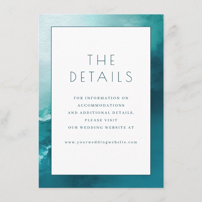 Serene Teal Watercolor Waves Enclosure Card (Front)