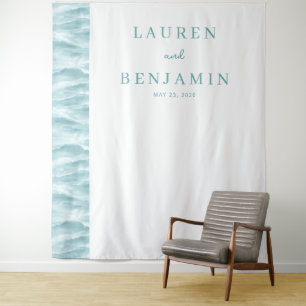 Serene Teal Wave Minimalist Tapestry