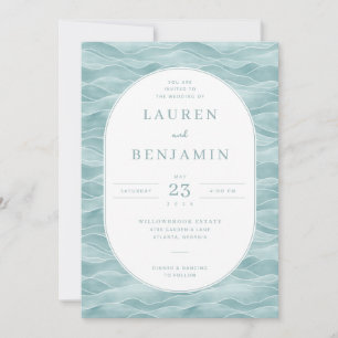 Serene Teal Wave Wedding Invitation