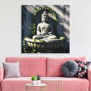 Serene Tranquil Buddha Fountain  Canvas Print
