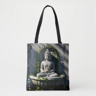 Serene Tranquil Buddha Fountain Tote Bag
