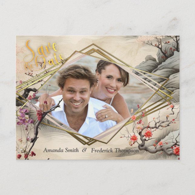 Serene Tranquillity Ikebana Japanese theme Announcement Postcard (Front)