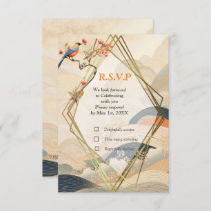 Serene Tranquillity Ikebana Japanese theme RSVP Card