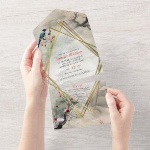 Serene Tranquillity Japanese theme All In One Invitation