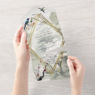 Serene Tranquillity Japanese theme All In One Invitation