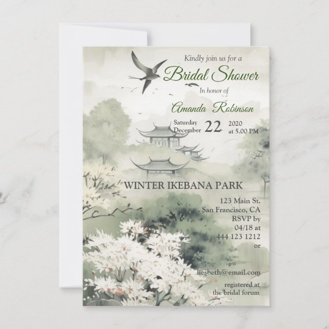 Serene Tranquillity Japanese theme Invitation (Front)