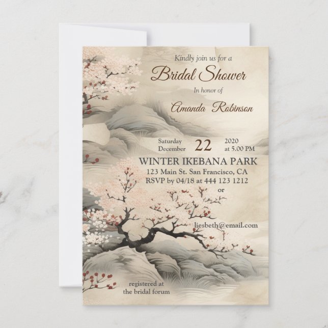 Serene Tranquillity Japanese theme Invitation (Front)