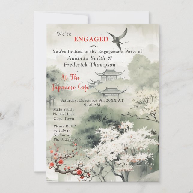 Serene Tranquillity Japanese theme Invitation (Front)
