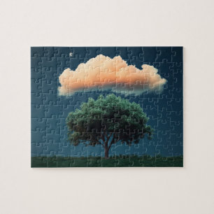 Serene Tree and Cloud – Relaxing Night Sky Jigsaw Puzzle
