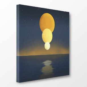 Serene Triple Moon Reflection Canvas Print