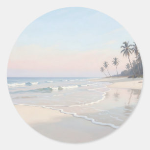 Serene Tropical Beach Paradise Classic Round Sticker