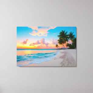 Serene Tropical Beach Sunset Wrapped Canvas