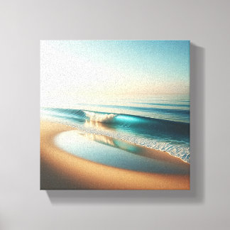 Serene Turquoise Wave Rolling on Golden Sand Canvas Print