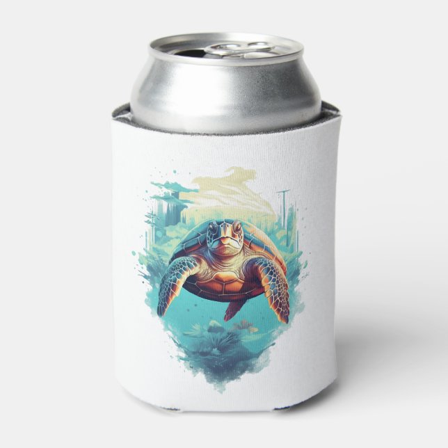 Serene Underwater Turtle Copy Copy Can Cooler (Can Front)