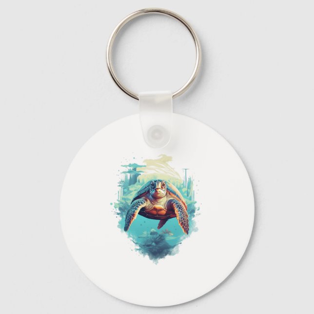 Serene Underwater Turtle Copy Copy Key Ring (Front)
