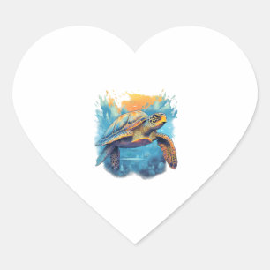 Serene Underwater Turtle Copy Heart Sticker