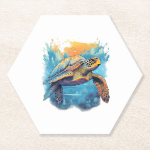Serene Underwater Turtle Copy Paper Coaster