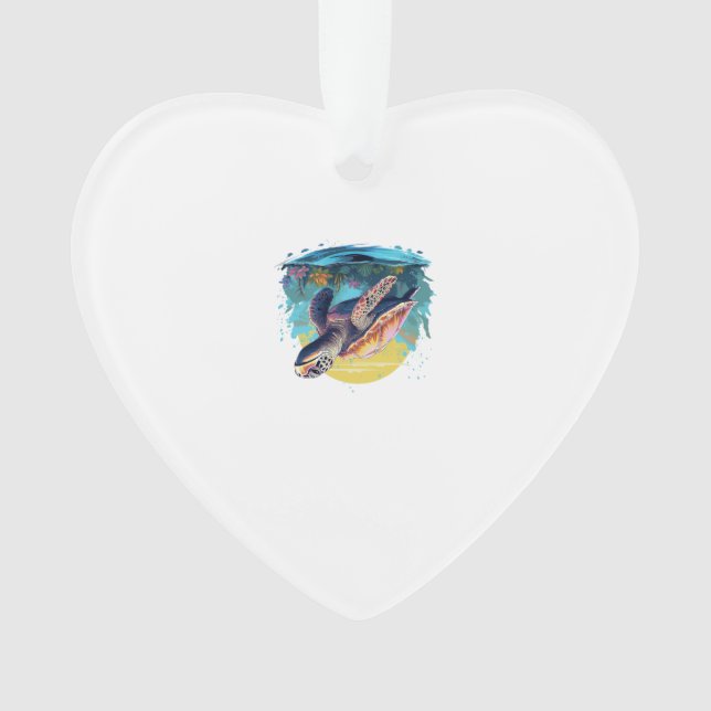 Serene Underwater Turtle Ornament (Front)