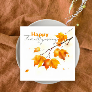 Serene Vibrant Fall Maple Leaves Thanksgiving Napkin