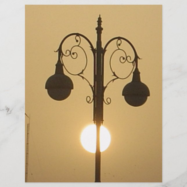Serene Victorian Vintage Street Lamp Sunset Sky (Front)