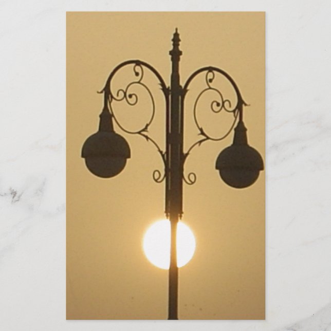 Serene Victorian Vintage Street Lamp Sunset Sky (Front)