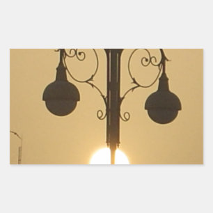 Serene Victorian Vintage Street Lamp Sunset Sky Rectangular Sticker