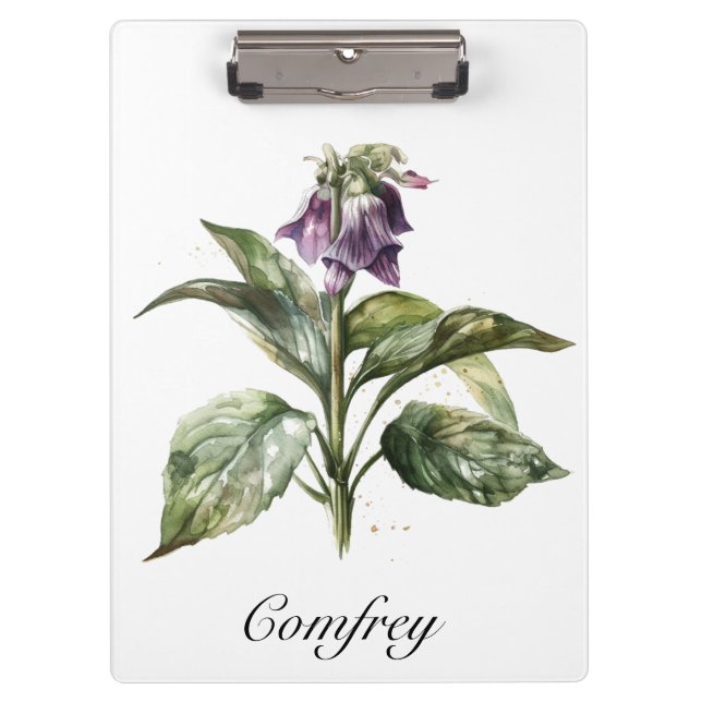  Serene Watercolor Comfrey, custom  Clipboard (Front)