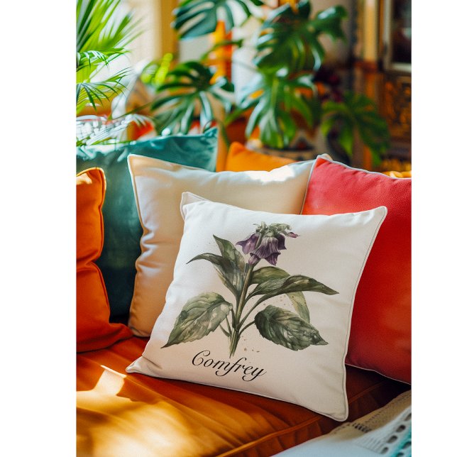 Serene Watercolor Comfrey, custom Cushion (Creator Uploaded)