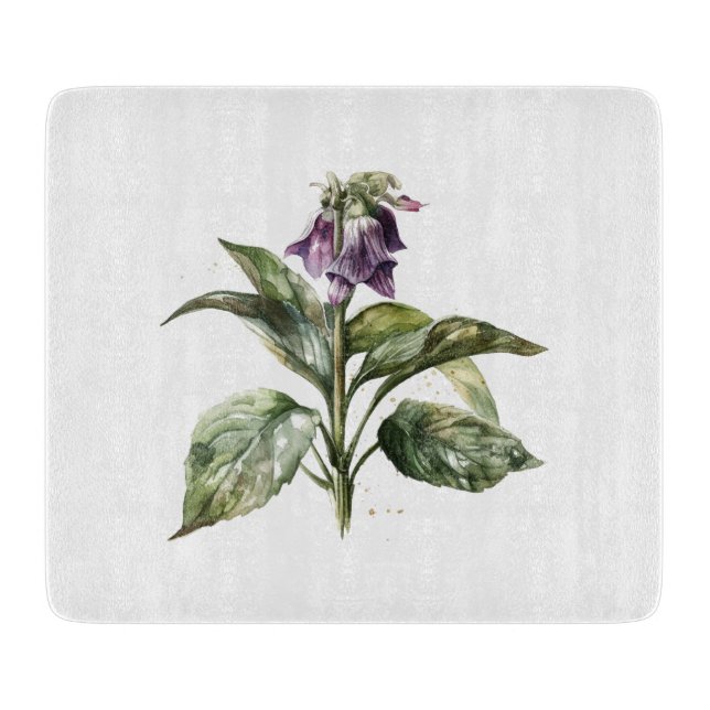  Serene Watercolor Comfrey Cutting Board (Front)