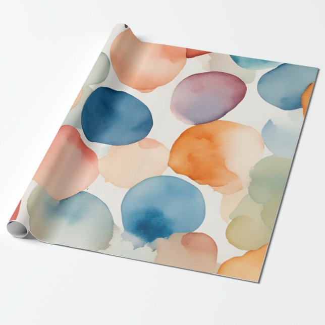Serene Watercolor Dots Wrapping Paper (Unrolled)