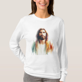 Serene Watercolor Jesus Christ Portrait – Spiritua T-Shirt