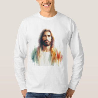 Serene Watercolor Jesus Christ Portrait – Spiritua T-Shirt