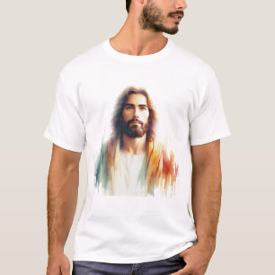 Serene Watercolor Jesus Christ Portrait – Spiritua T-Shirt